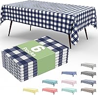 Vista 190 de Smiry Paquete de 10 Manteles Desechables de Cuadros Vichy Azules - 54" x 108" Mantel de Plástico de Servicio Pesado, Cubiertas de Mesa Impermeables