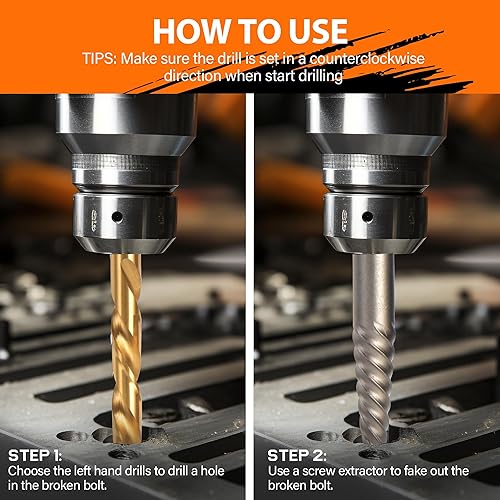 Miniatura 3 de KENDO Juego de 46 extractores de tornillos dañados HSS  Removedor para tornillos pelados, tuercas y pernos, herramientas de broca para una fácil