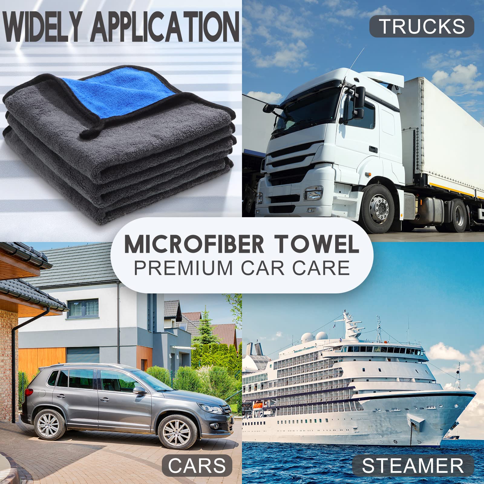 Nuenen 20 Count Microfiber Cleaning Towels for Cars 800 GSM Thick Plush Microfiber Cleaning Cloth Dusting Cloth Auto — view 7