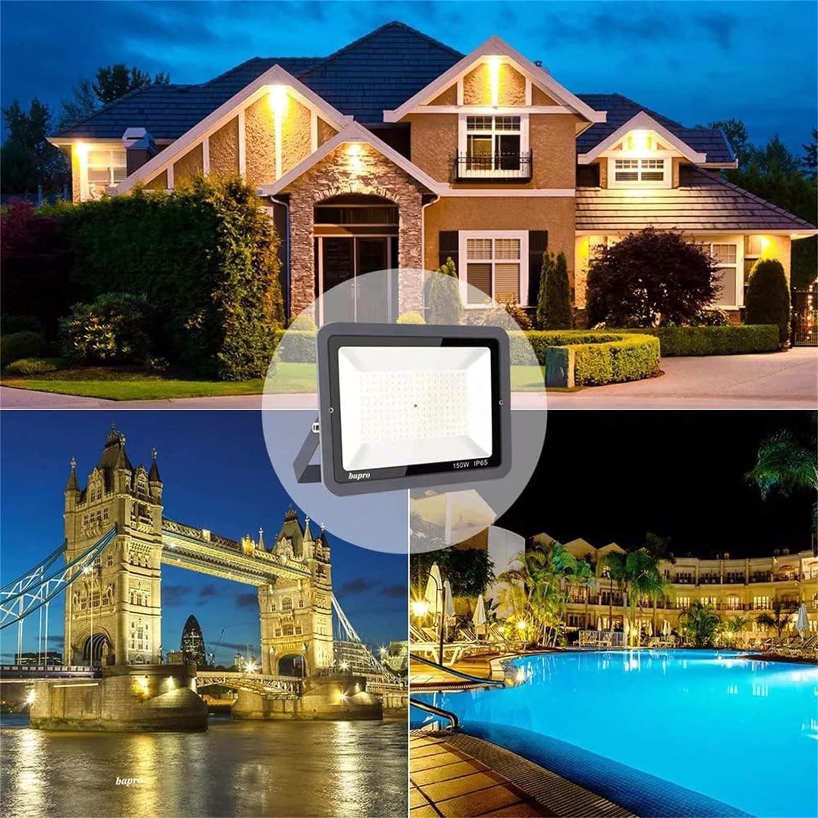 Proiettore a LED da 800 W, 1000 W, super luminoso, per esterni, impermeabile, IP65, alimentazione a rete, per giardino, cortile, garage, parco