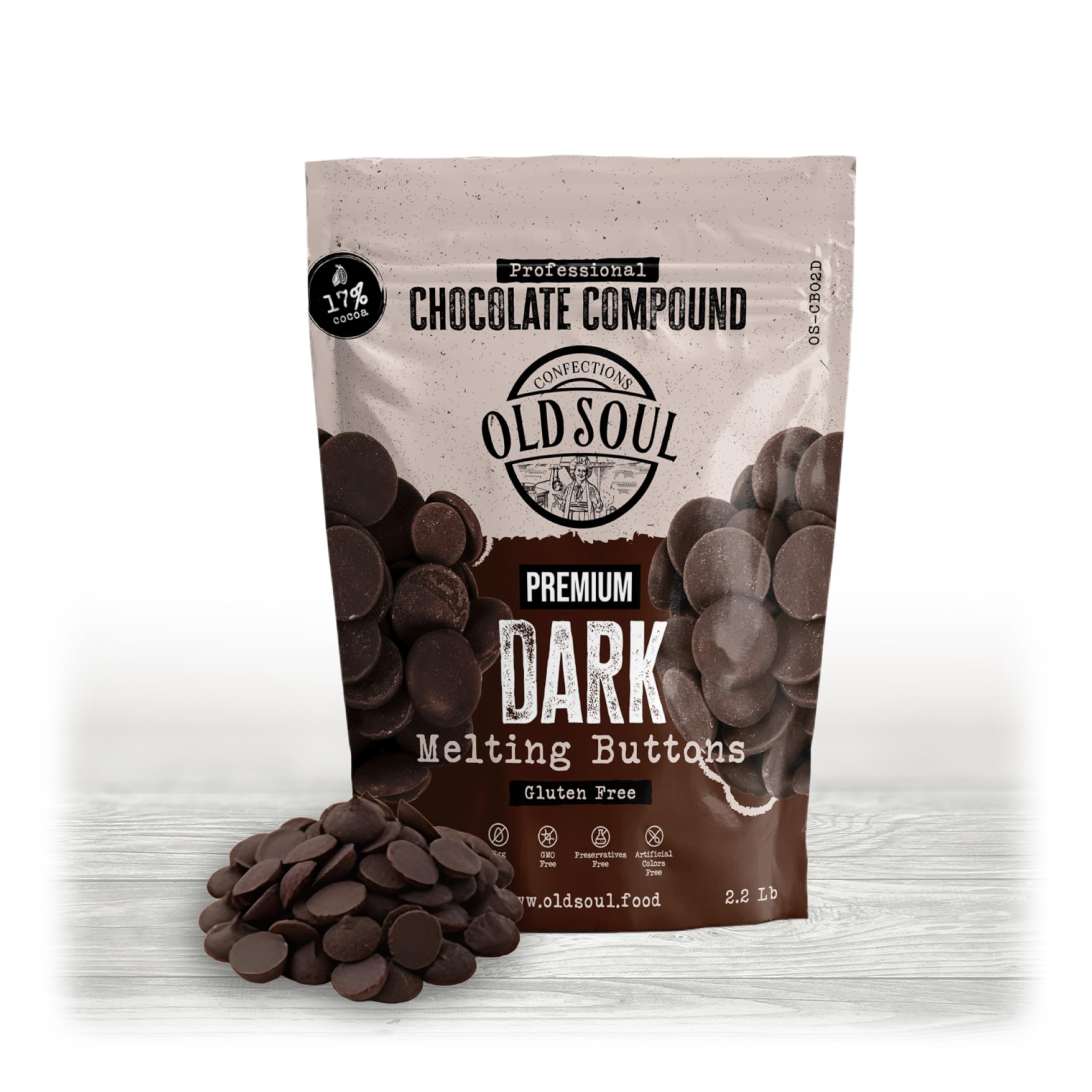 OLDSOUL Chocolate Compound Buttons 2.2 lb | Dark Chocolate 17% Real Cocoa | Smooth Melting | Perfect for Baking & Desserts (2.2 Lbs, Dark Chocolate)