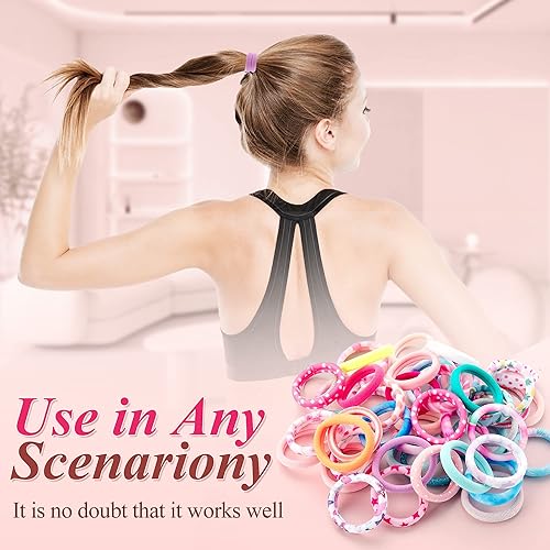 Miniatura 5 de Lazos para el cabello para mujeres y niñas, 48 piezas de lindos lazos elásticos para el cabello sin daños, soportes para colas de caballo para