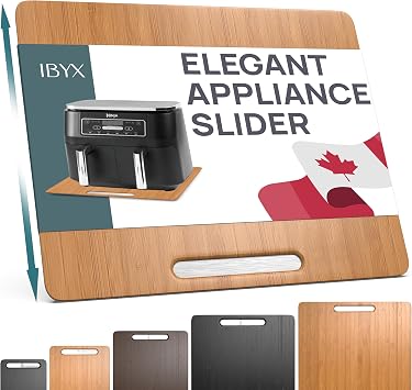 Ibyx Elegant Appliance Slider - Sliding Tray for Coffee Maker & Heavy Kitchen Appliances, Easy Slide, Made of Premium Bamboo, Space-Saving Kitchen Organizer, 40 lb Capacity, Natural - 16 x 13 Inch