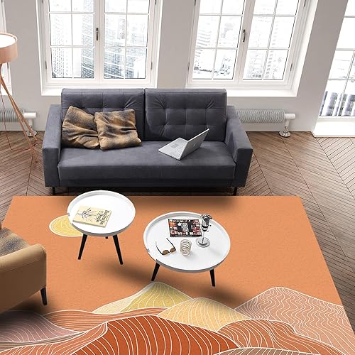 Miniatura 5 de Alfombra de área interior, montañas abstractas, sol, paisaje, suave, no desprende pelusa, alfombra con respaldo de goma, alfombra lavable para sala
