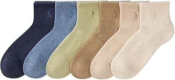 POLO RALPH LAUREN Womens Performance Cotton Ankle Socks - 6 Pair Pack - Breathable Mesh & Sport Cushioning