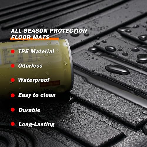 Miniatura 6 de KUST - Juego de alfombras de coche para 2 hileras, forro de piso duradero inodoro impermeable de caucho termoplástico