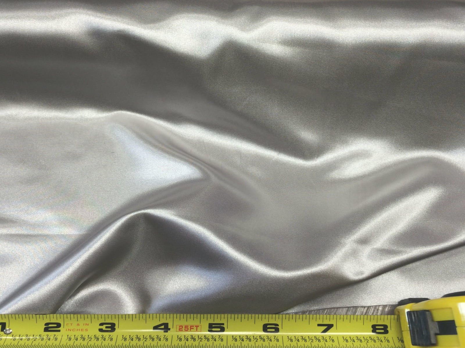 Discount Fabric Satin Taffeta Silver 65 inches Wide SA05