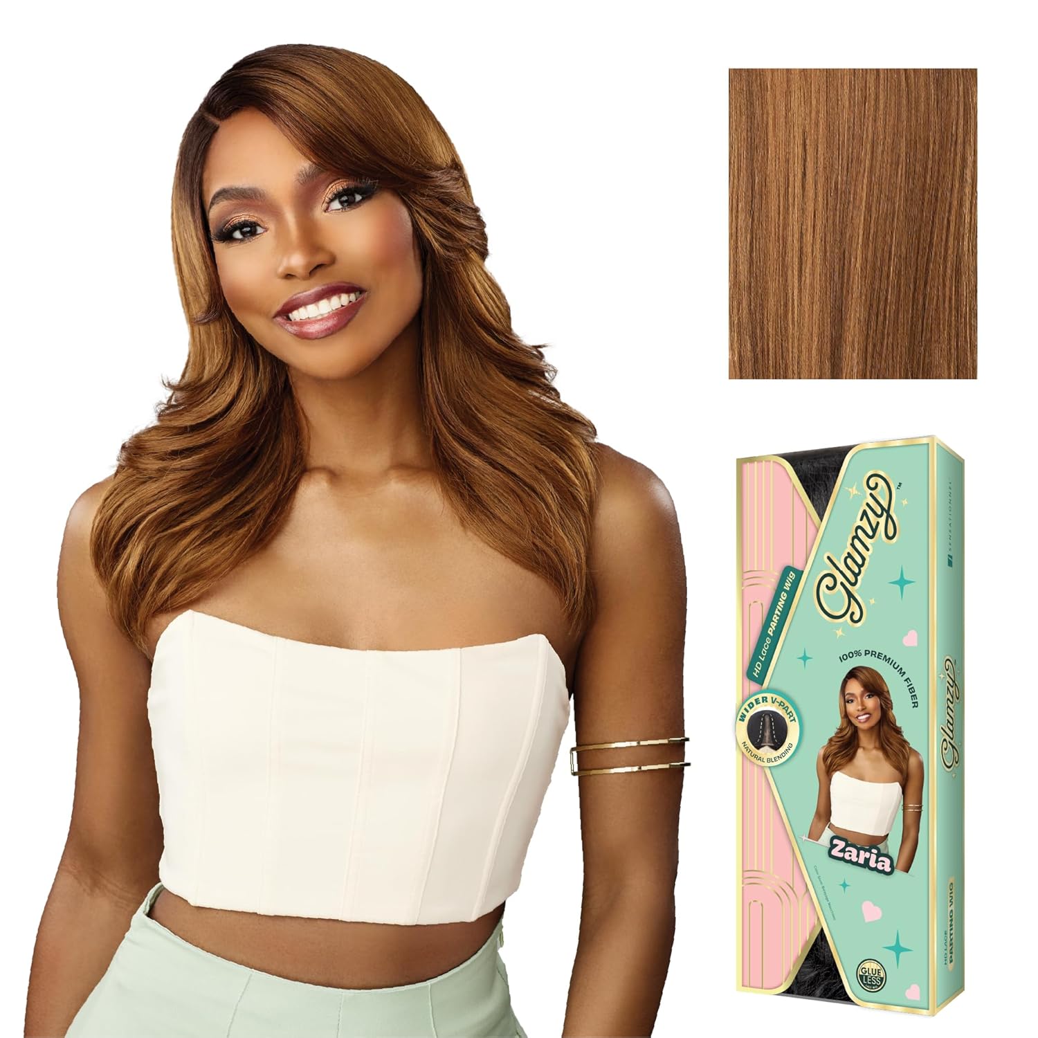 Sensationnel Glamzy Lace Part Wigs - Zaria Glueless Hand Tied Wider Parting Synthetic Hair (BALAYAGEMACCHIATO)