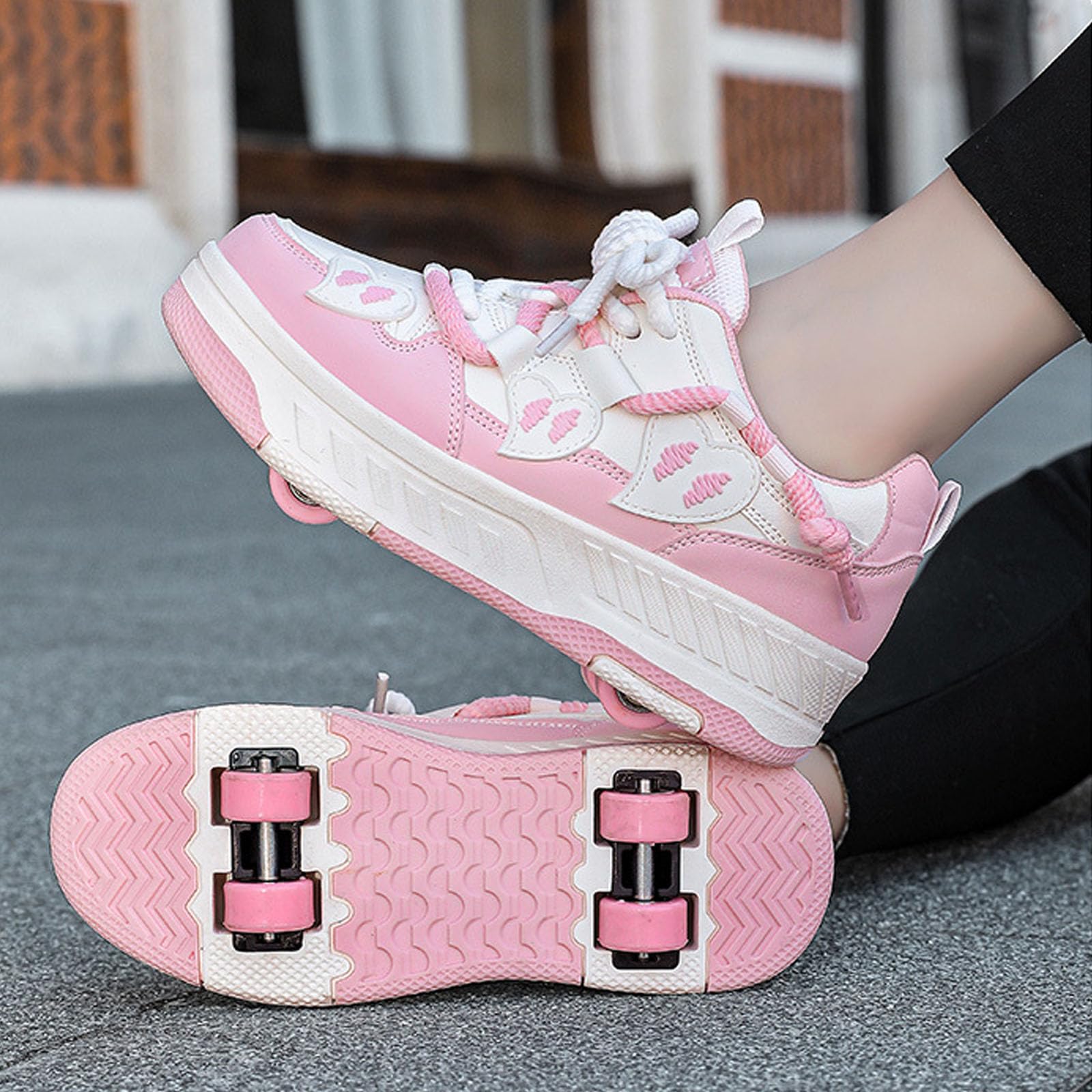 Surwin Mode Roller Adolescents/Enfant, Chaussures à roulettes Rétractables Détachables, Basket Roller Semelle Épais