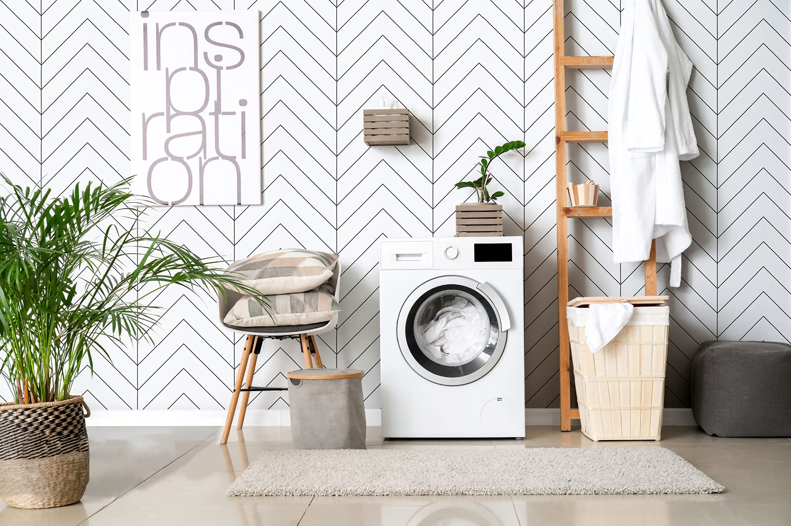 17.7" x118.1"White and Black Geometric Contact Paper White and Black