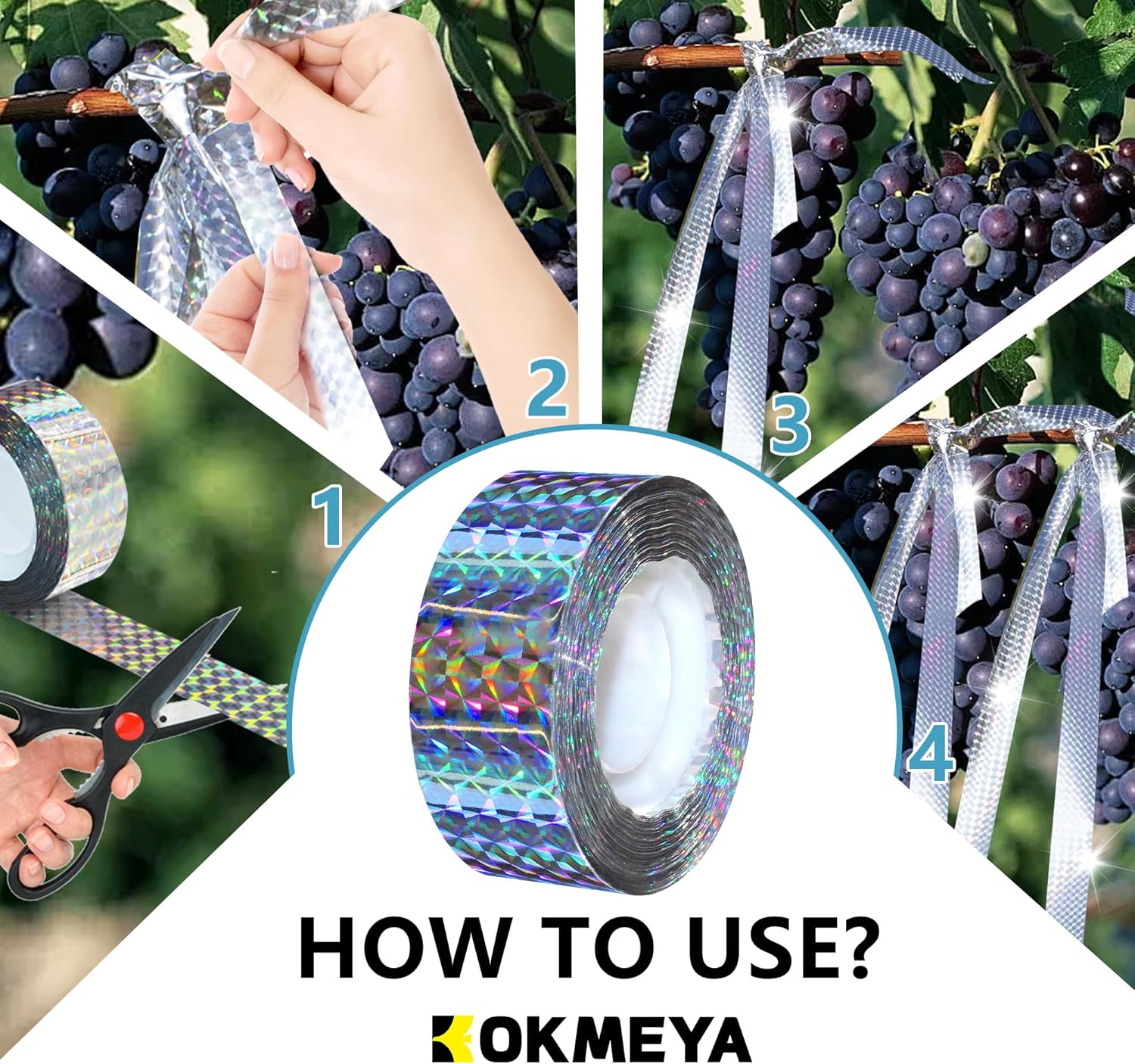 Bird Scare Tapes 262FT*1 Reflective Flash Tape for Birds, Bird Scare Device Double Side Ribbon Scare Birds Away for House, Garden, Yard, Orchard, Patio, Outdoor - Image 5
