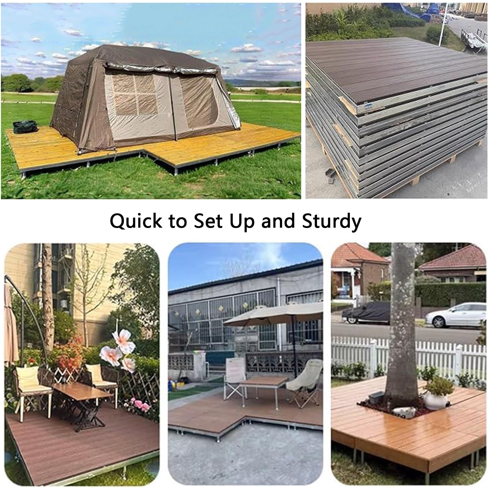 Kit per pavimentazione flottante, Piastrelle per decking in WPC ad Incastro, Marrone, 84x84 cm