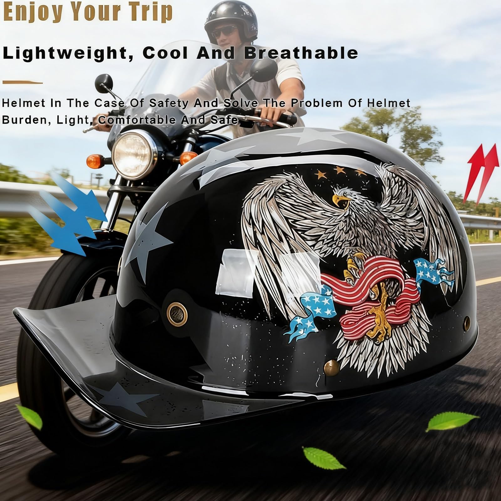 Casco da moto vintage con berretto da baseball, retrò con visiera estesa e certificazione ECE, moto jet da uomo e da donna for cruiser, ciclomotori, scooter