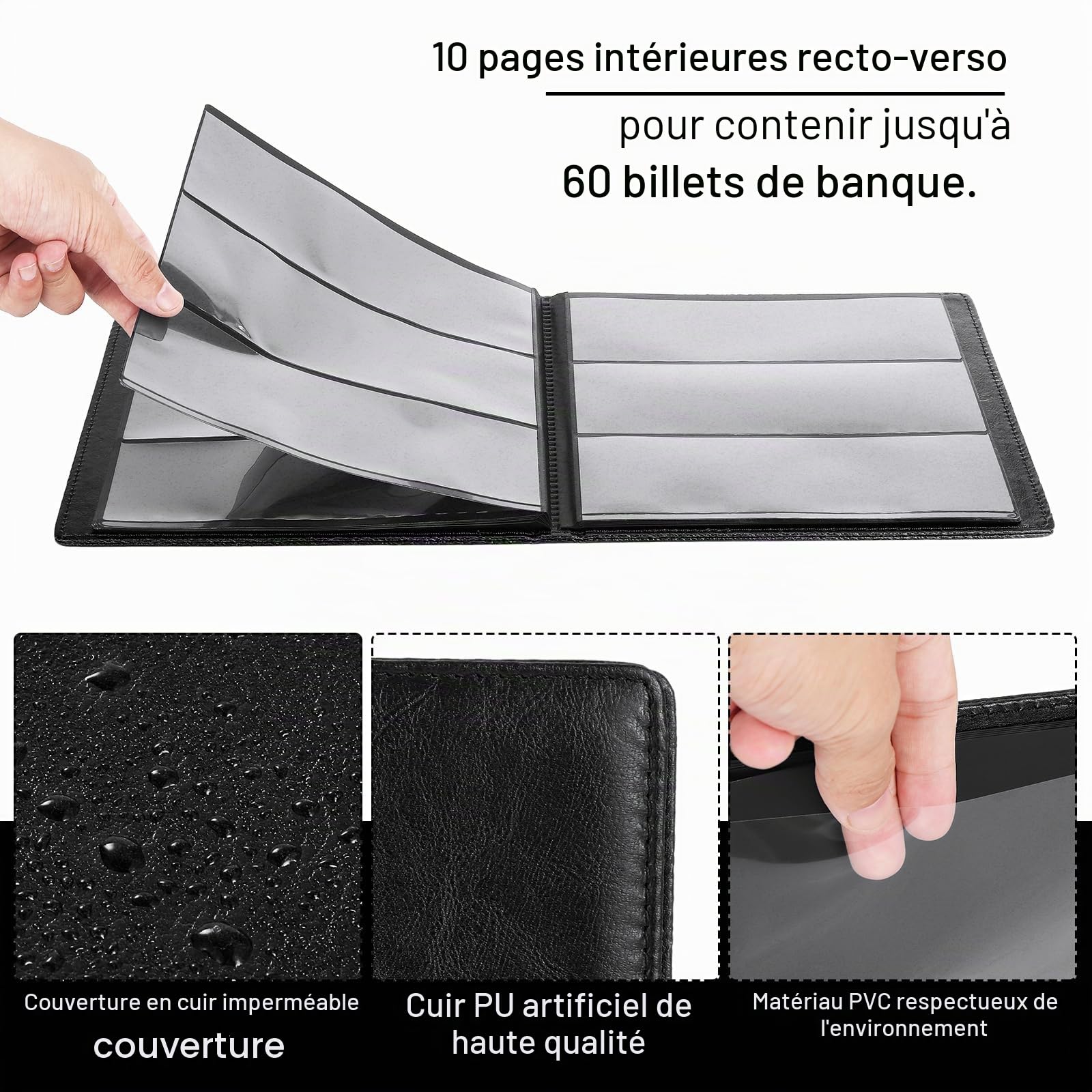 60 Pochettes Album Billet de Banque Collection, Album pour Billets de Banque, Classeur pour Billets de Banque Collection Billets, Timbres Touristique