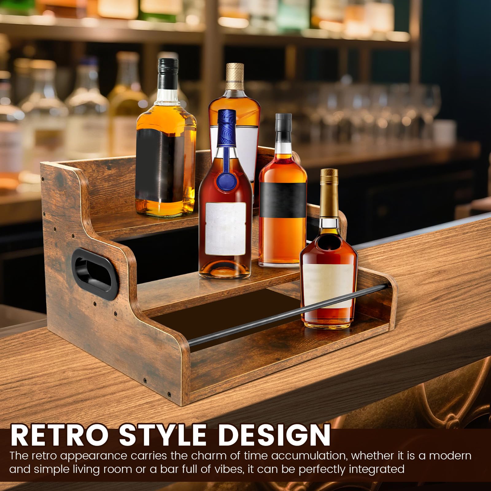 Butory BUTORY 3 Tier Liquor Bottle Display Shelf, 3 Step Countertop Liquor ...