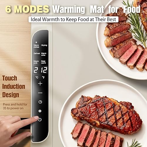 Miniatura 2 de Tapete de calentamiento para alimentos - Calentador de alimentos con 14 temperaturas - Bandeja de calentamiento eléctrica de silicona con 6 modos -