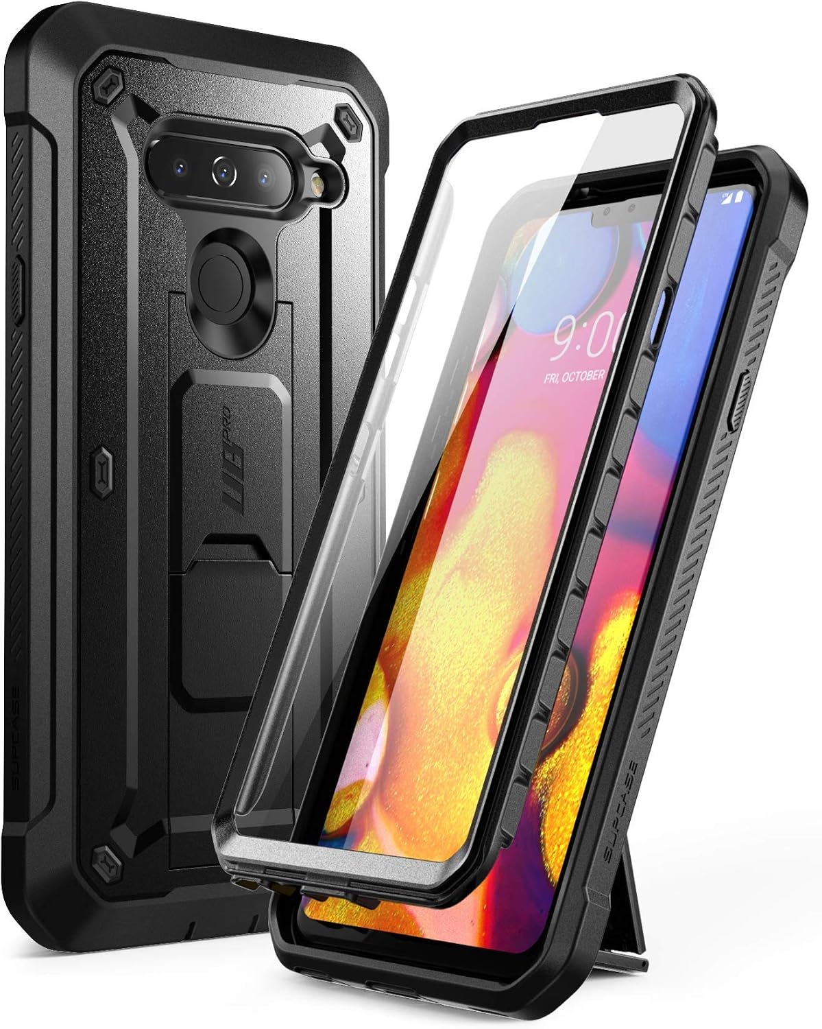 SUPCASE Full-Body Protective Case for LG V40, LG V40 ThinQ, with Built-in Screen Protector Kickstand &Holster Clip Design for LG V40/LG V40 ThinQ 2018 [Unicorn Beetle PRO Series] (Black)