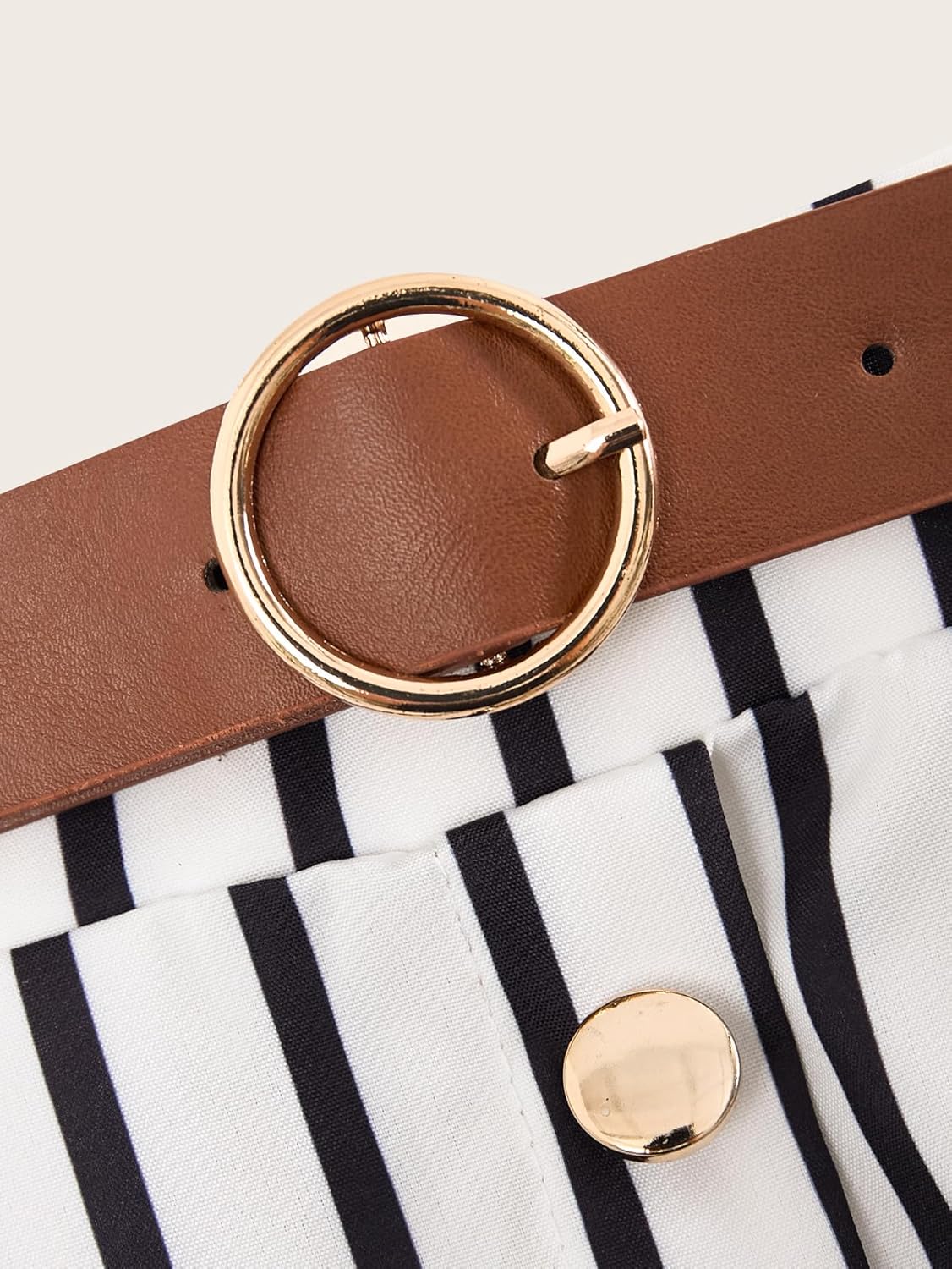 Women's Striped Maxi Skirt Dressy Casual Belted High Waisted Button A Line Skirts Work Office Outfits - Image 3