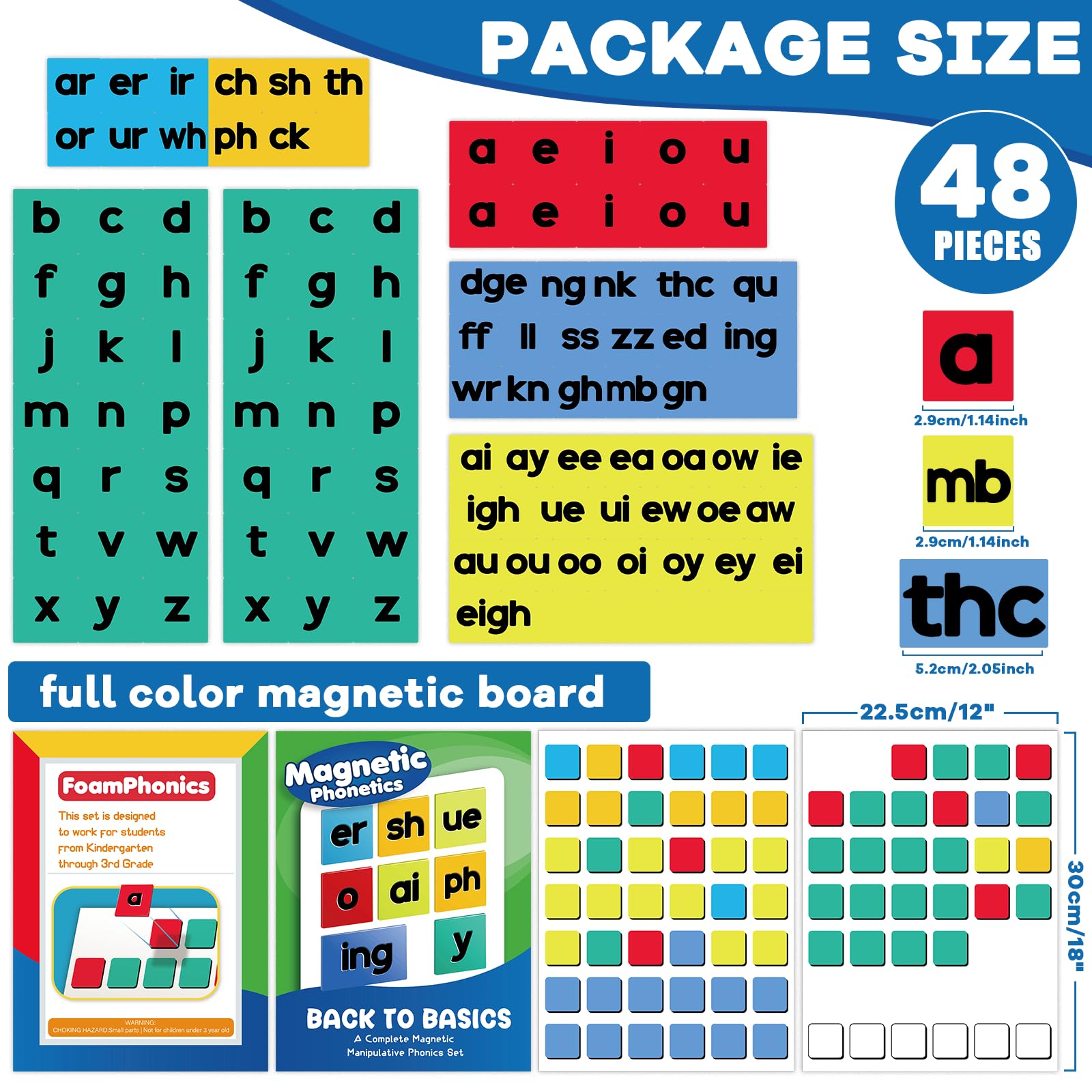 101 PCS Phonics Games Magnetic Foam Reading Tiles CVC Word Building Magnets Reading Tiles Alphabet and Phonics Magnetic Board Reading Games Educational and Learning Activities