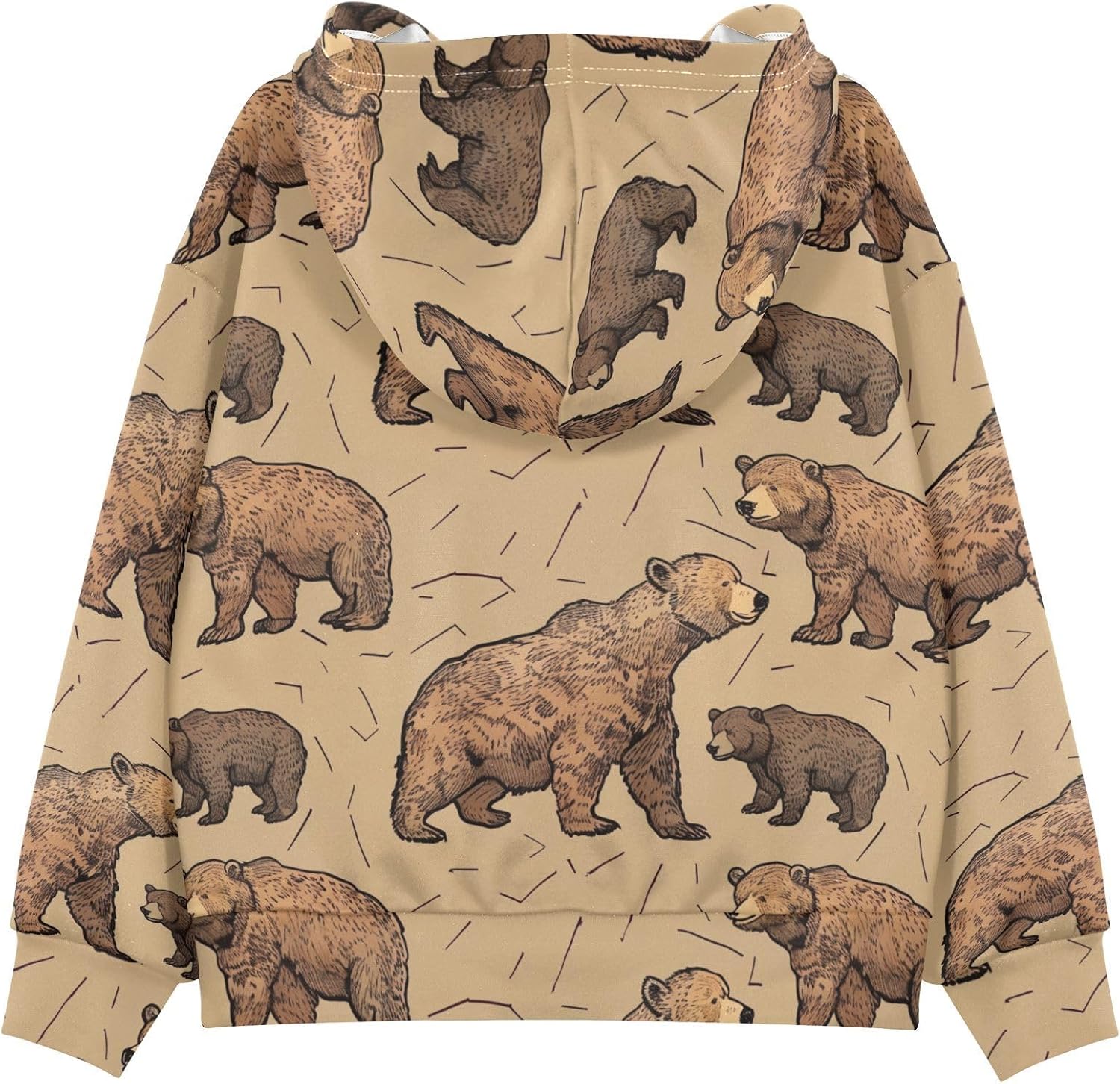 ZZXXB Bears Kids Sweatshirts Boys Girls Hooded Kangaroo Pocket Pullover Tops XS-XXL