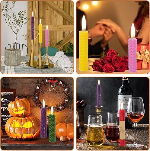 Miniatura 5 de Kit de fabricación de velas de cera de abeja Thleunei para niños - Paquete de 24 hojas de cera de abeja de 10x8 pulgadas, suministros para hacer