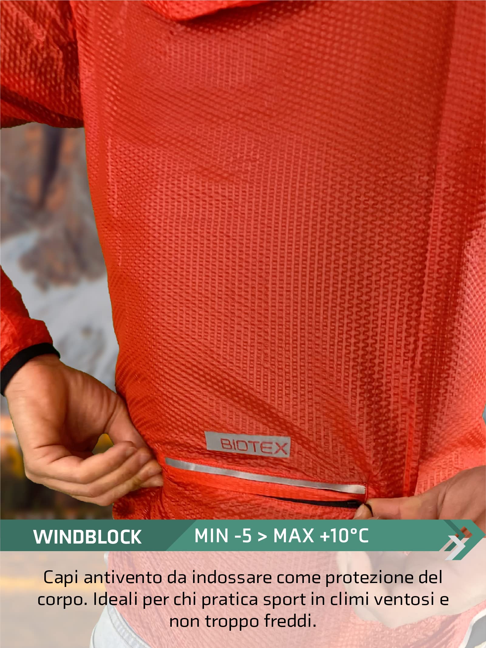 BIOTEX Mantellina Windjacket 3D BOLLE Unisex, Anti-vento e Ultra-Leggera, per Ciclismo e Running