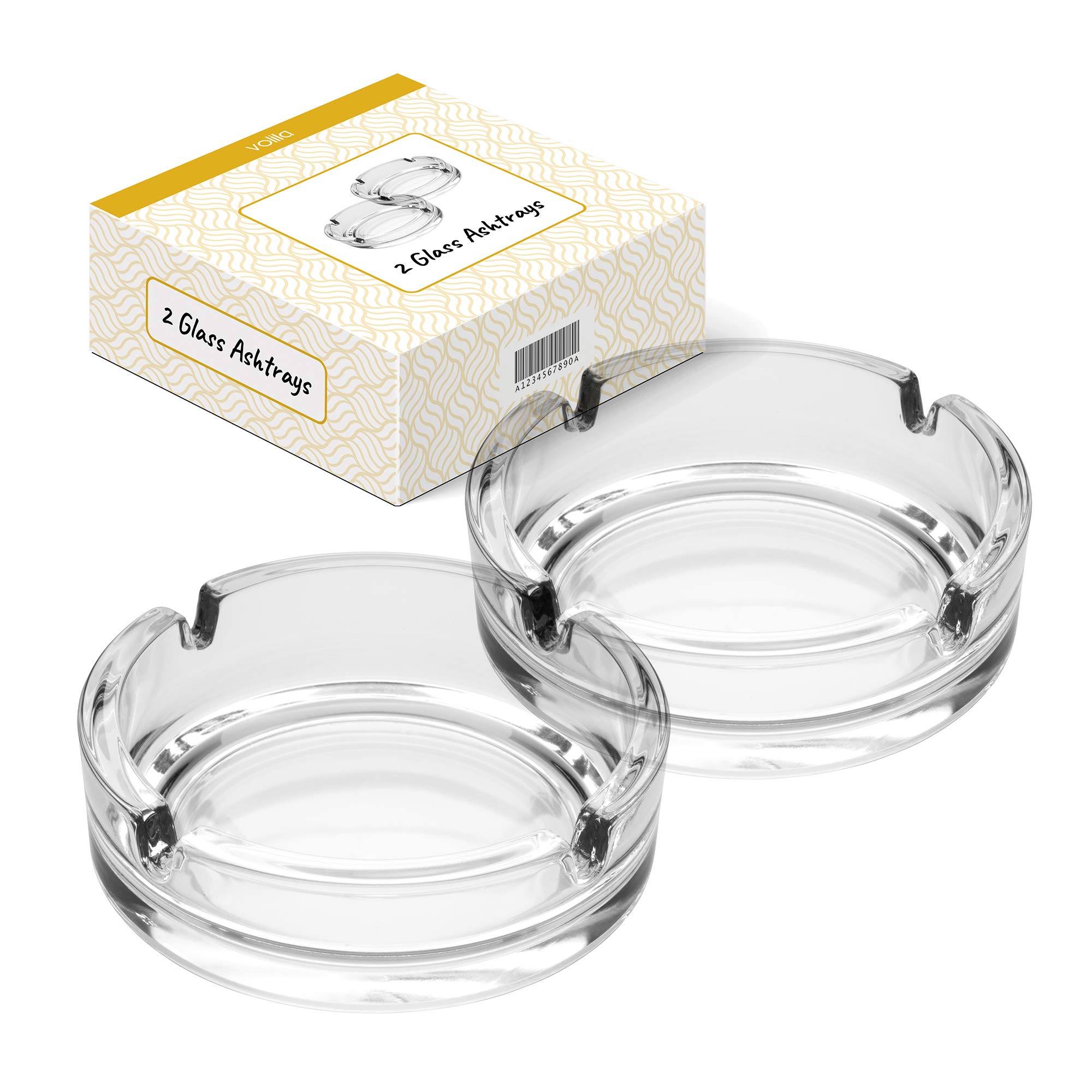 Glass Ash Tray for Cigarettes, Cigars and Smoking Perfect for Pubs, Gardens and Beer Gardens (2 Clear Ashtray)