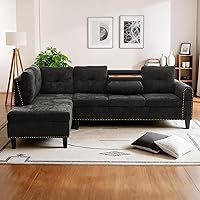 Vista 23 de Sofá seccional en forma de L con chaise, sofás seccionales de 3 piezas modulares convertibles para juegos de muebles de sala de estar y apartamento