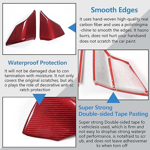 Miniatura 6 de Cubierta del panel del salpicadero de automóvil compatible con Chevrolet Corvette C8 2020-2023 de fibra de carbono real, 2 piezas, cubierta lateral