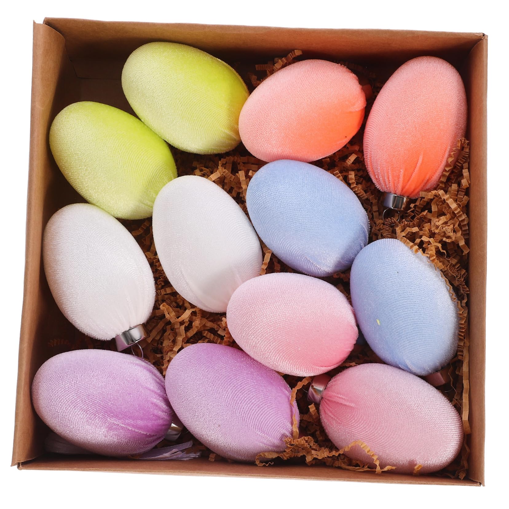 Holibanna Ostereier Hängeornamente und Festliche Raumgestaltung zum Aufhängen für Osterdekoration in Ei Form aus Kunststoff 12 Stück mit Flauschiger Oberfläche Leichte Eierdekorationen