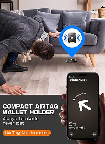 Miniatura 3 de SUPCASE Cartera MagSafe con soporte AirTag, cartera magnética para Airtag para hombres, capacidad para 5 tarjetas Soporte ajustable bloqueo RFID