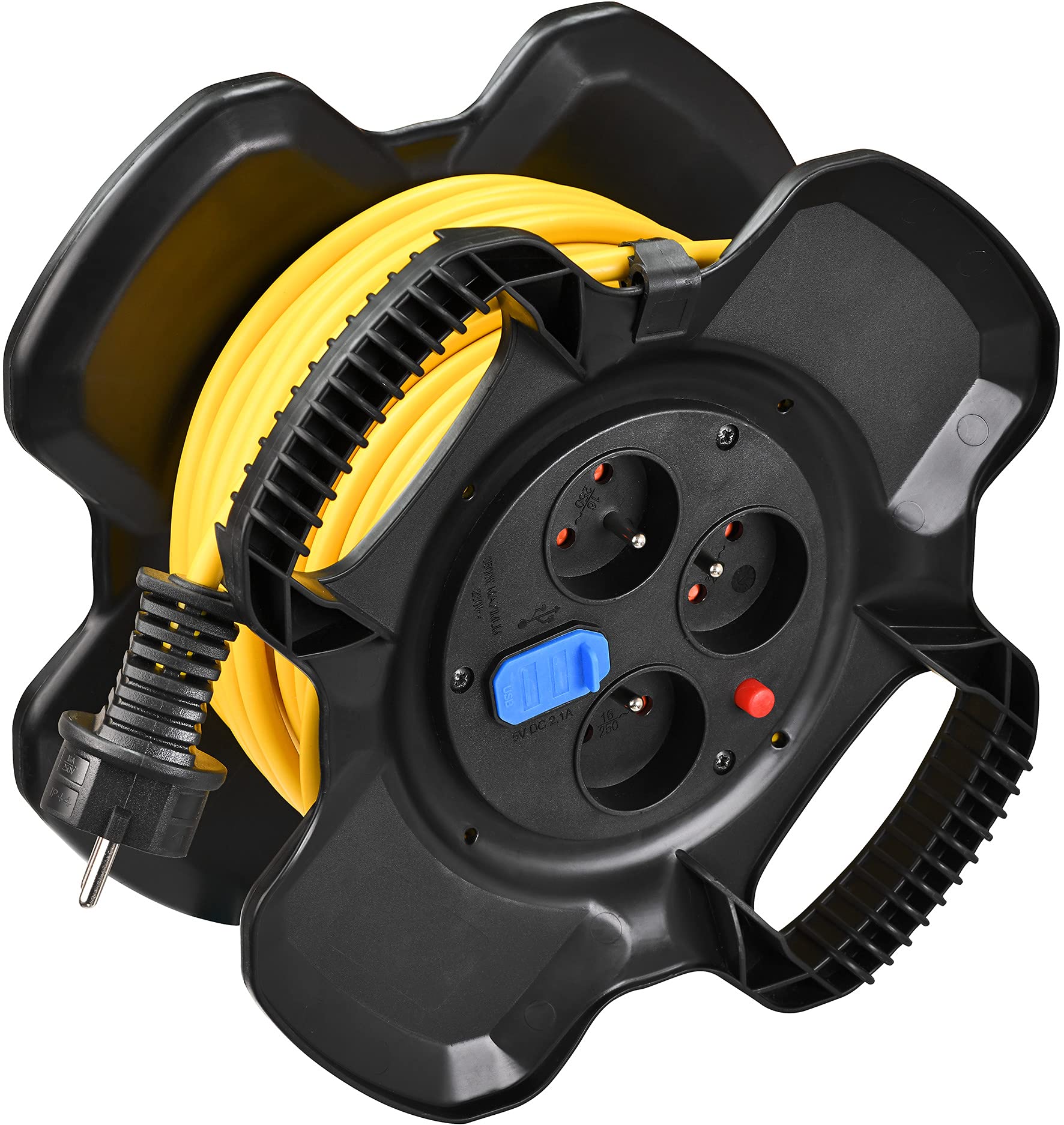 Carrete de cable con puertos USB y 3 tomas Brennenstuhl X-GUM 15m