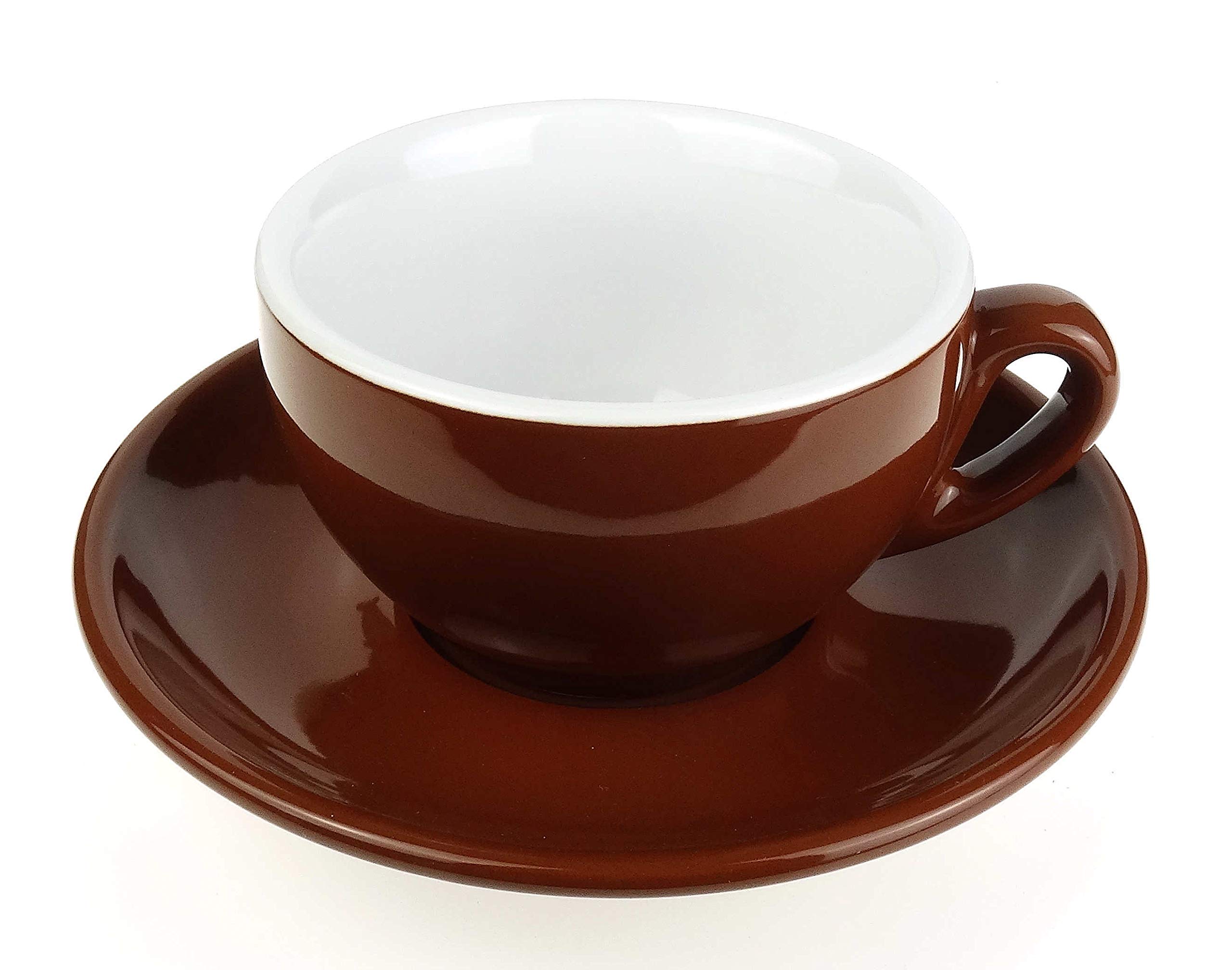 Nuova Point Große dickwandige Cappuccinotasse »Palermo« | mittelbraun | Füllmenge (bis zur Oberkante): 200 ml | 6 Tassen & 6 Untertassen