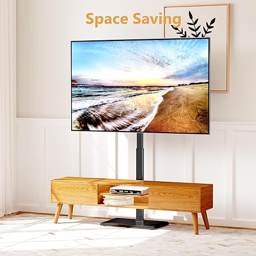 Miniatura 7 de Soporte universal para TV de piso, soporte de TV de piso para TV de 32 a 75 pulgadas de hasta 110 libras, soporte de TV alto giratorio y ajustable