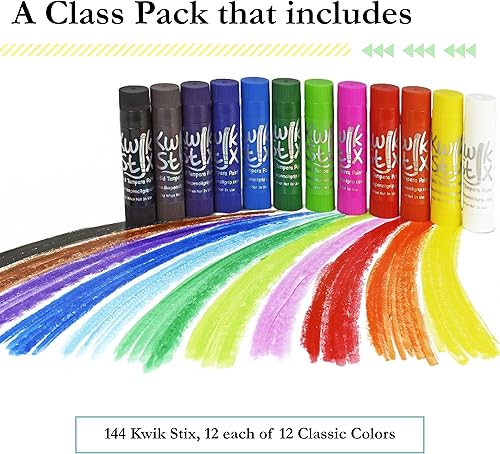 Miniatura 2 de The Pencil Grip Kwik Stix - Pinturas de témpera, bolígrafos de pintura de témpera de secado súper rápido, 144 colores clásicos surtidos, juego de
