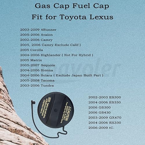 Miniatura 3 de 77300-47010 Tapa de gasolina Tapón de combustible Accesorio de posventa Ajuste para Toyota-Corolla Camry Highlander 4Runner Avalon Matrix Sequoia