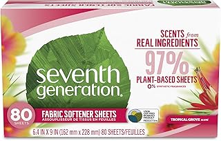 Seventh Generation Dryer Sheets, Tropical Grove, 80Count