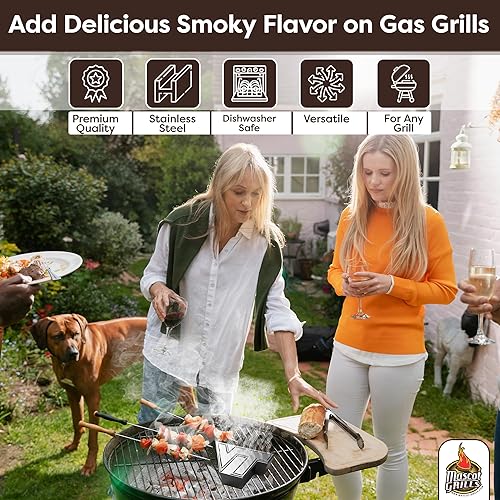 Miniatura 8 de Virginia Tech - Caja de ahumador de virutas de madera, acero inoxidable para barbacoa y ahumadores de carne, caja para astillas de madera, los