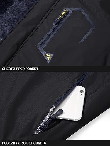 Vista 6 de TACVASEN Chaquetas de esquí de invierno para hombre, abrigos de vellón impermeables con aislamiento térmico para snowboard, parka con capucha