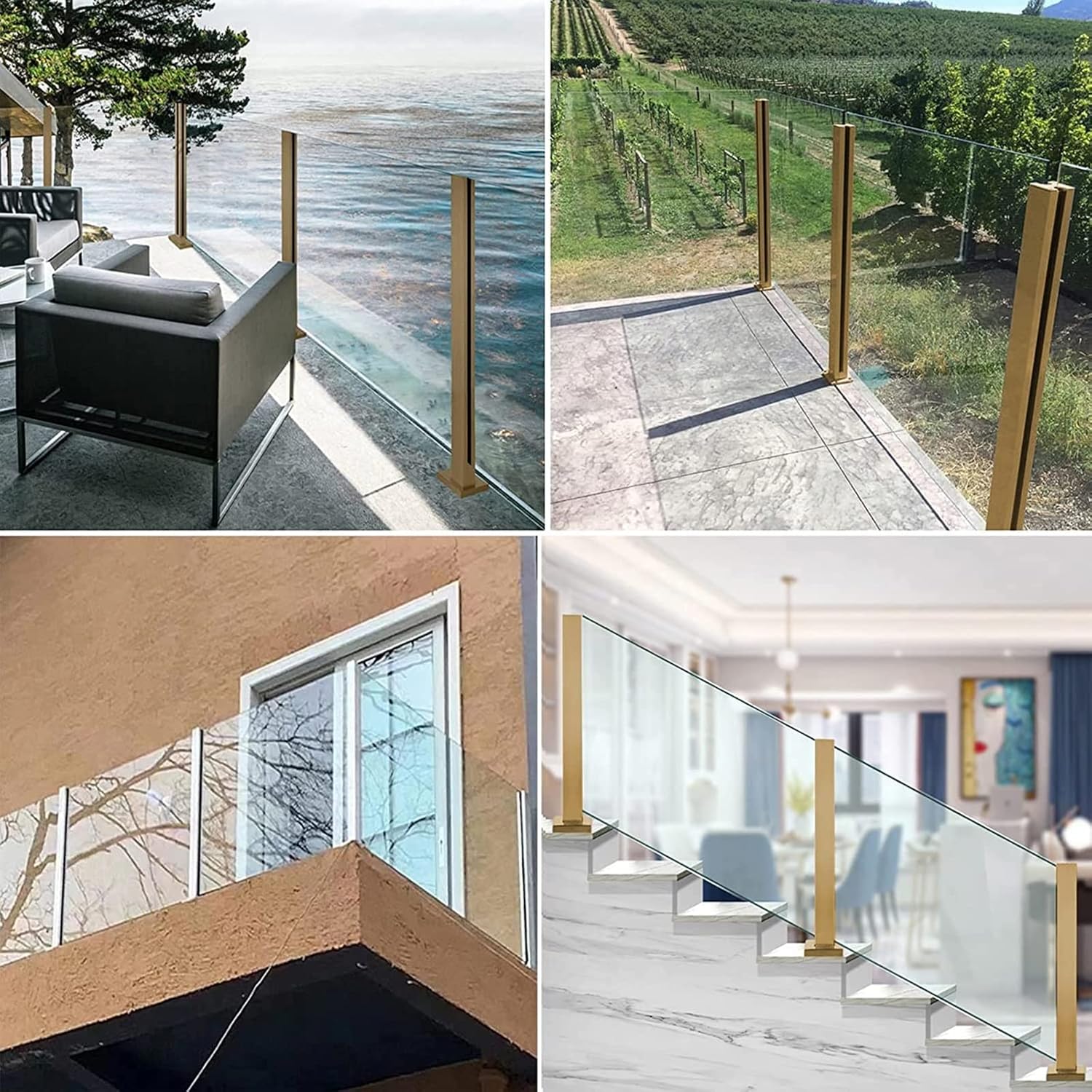 Glass Railing Post Floor Mount, Indoor Outdoor 24/40/51/55/60 Inch Tall Balustrade Panels Post Glass Clamp, for Deck Balcony Porch (Color : Shallow Grey, Size : 100cm/39