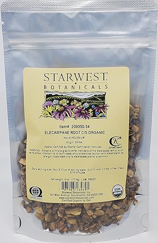 Starwest Botanicals Raíz de helenio orgánico cortado y tamizado, 4 onzas