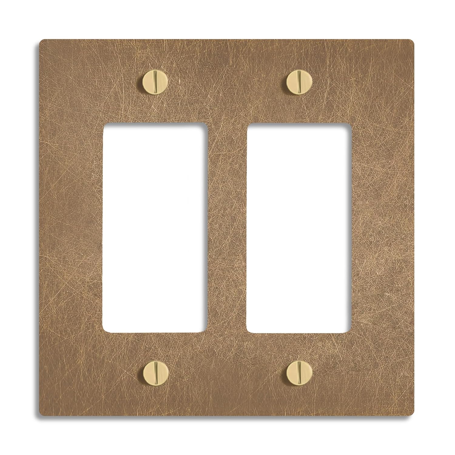 SELECT 2-Gang Solid Brass Wall Plate Cover, Vintage Brass Finish, Electrical Receptacle Outlet Faceplate, GFI/Rocker Decorator Light Switch Cover
