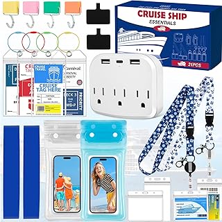 Cruise Essentials 2026 – Complete Cruise Must Haves Kit with Premium Waterproof Phone Pouches, Extra Magnetic Hooks, Non-Surge Power Strip, Lanyards, Luggage Tags & Gift Box Packaging
