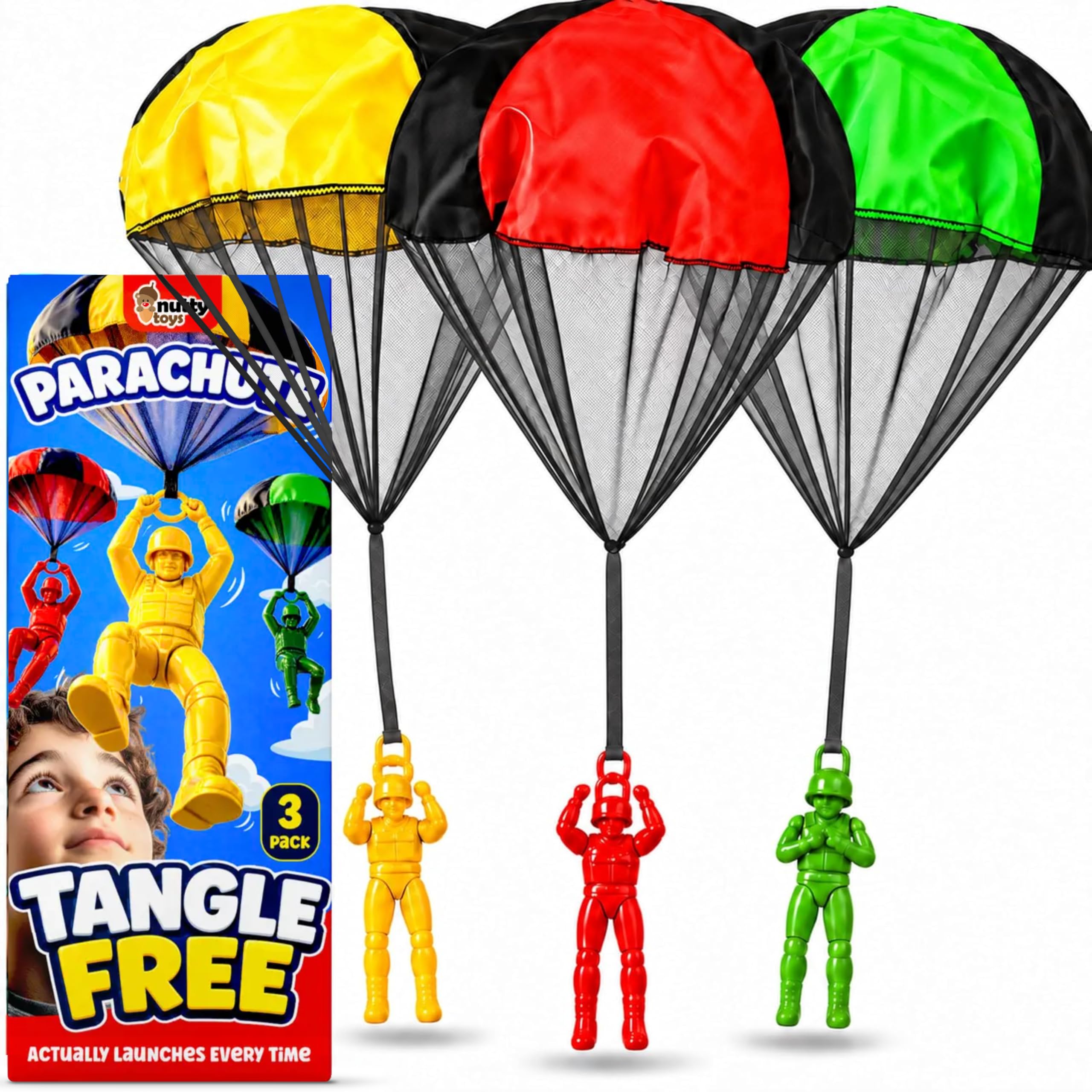Parachute Toys for Kids - Tangle Free Outdoor Flying Parachute Men, Top Indoor & Outside, 3 4 5 6 7 8 9 10 11 12 Year Old, Best Christmas Stocking Stuffers Idea 2026 Unique Boy & Girl Gifts