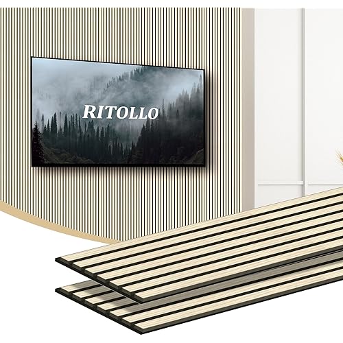 Wood Panels for Wall, 94.5"×11" Acoustic Wall Panels for Interior Decor, 3D Wood Slat Sound Absorbing Wooden Paneling for Living Room Bedroom, Oak 2 Pack