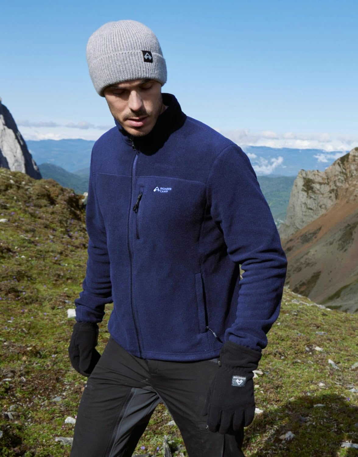Pioneer Camp Men's Polar Fleece Jacket Full Zip Lightweight Hiking Outdoor