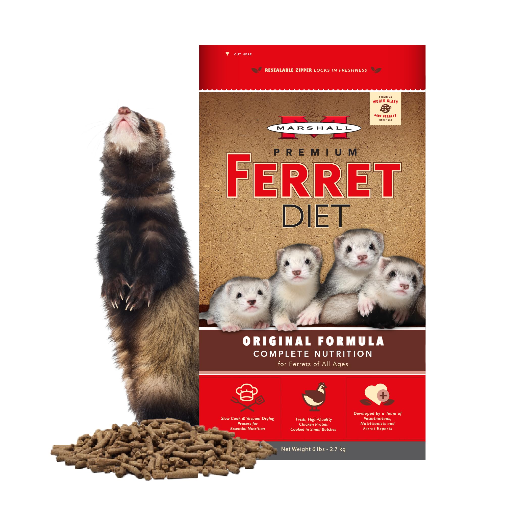 マーシャルフェレットフード　Ferret Diet 6 lb 完全栄養食 Amazon.com : Marshall Premium Ferret Diet Dry Food – 6 lbs