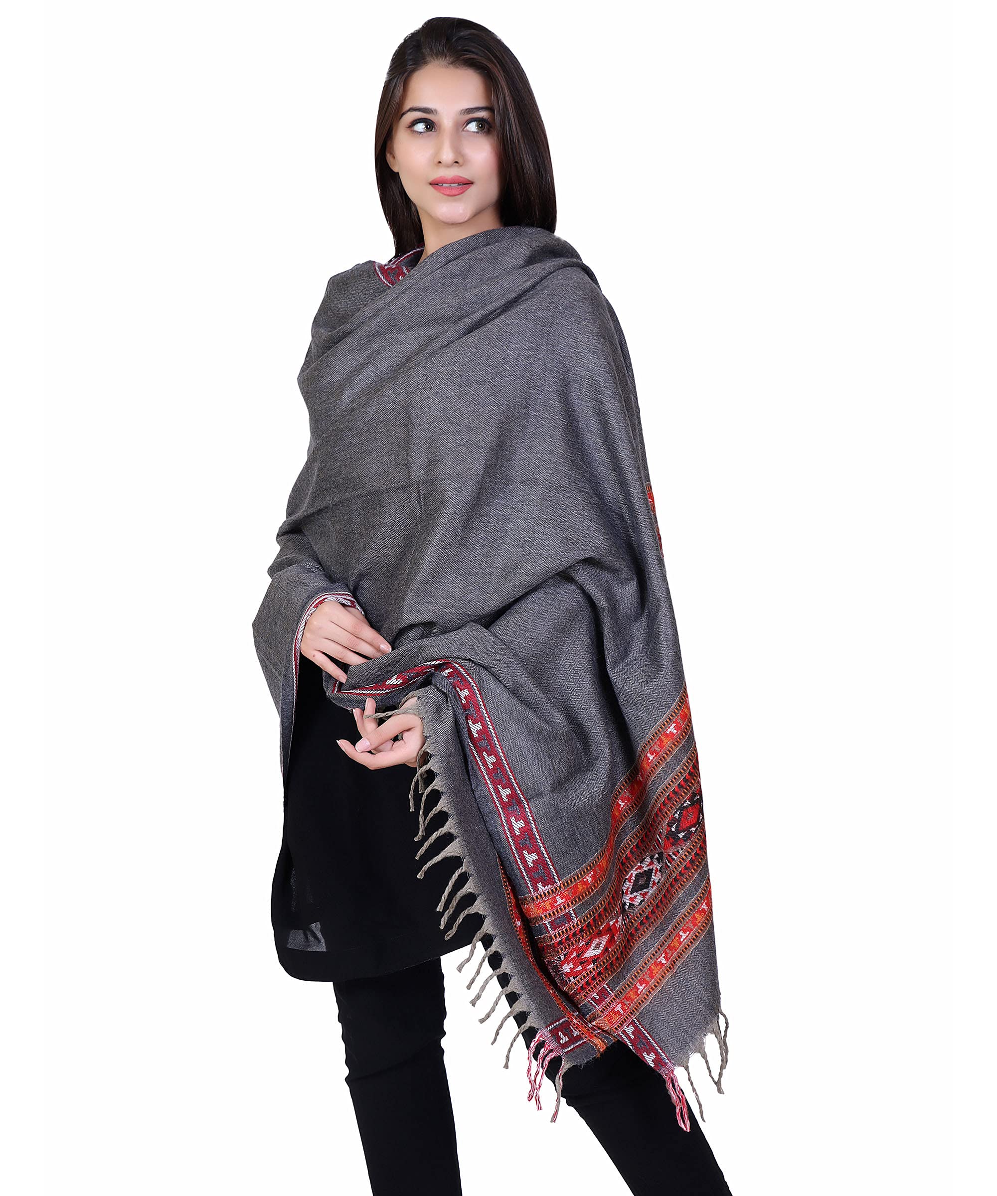 nyoly Multicolor Women Bridal Wear|Pure Wool Shawl| Shawl For Women|Size 35 * 75| Warm Woolen Winters Styles| NY633-picture-56