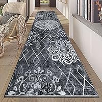 Vista 57 de HEBE - Alfombra de pasillo de 2 x 8 pies, lavable, vintage, envejecida, antideslizante, alfombra de lavandería, alfombra bohemia para pasillos