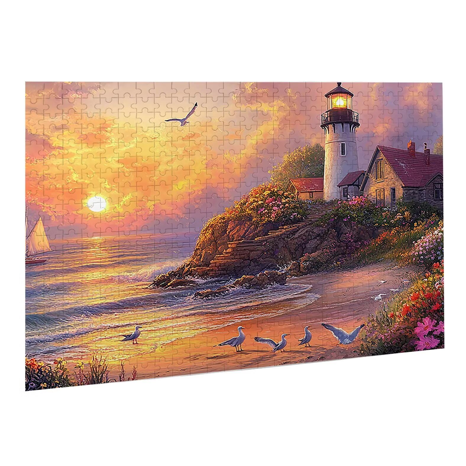 Puzzle dla dorosłych, 3000 sztuk, trudne drewniane puzzle, gra, gra logiczna, gra puzzle ręce dekoracja rodzinna, kreatywne hobby, 81 x 122 cm nad morzem wieża obserwacyjna K0F-496